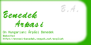 benedek arpasi business card