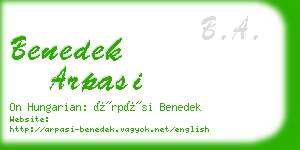 benedek arpasi business card